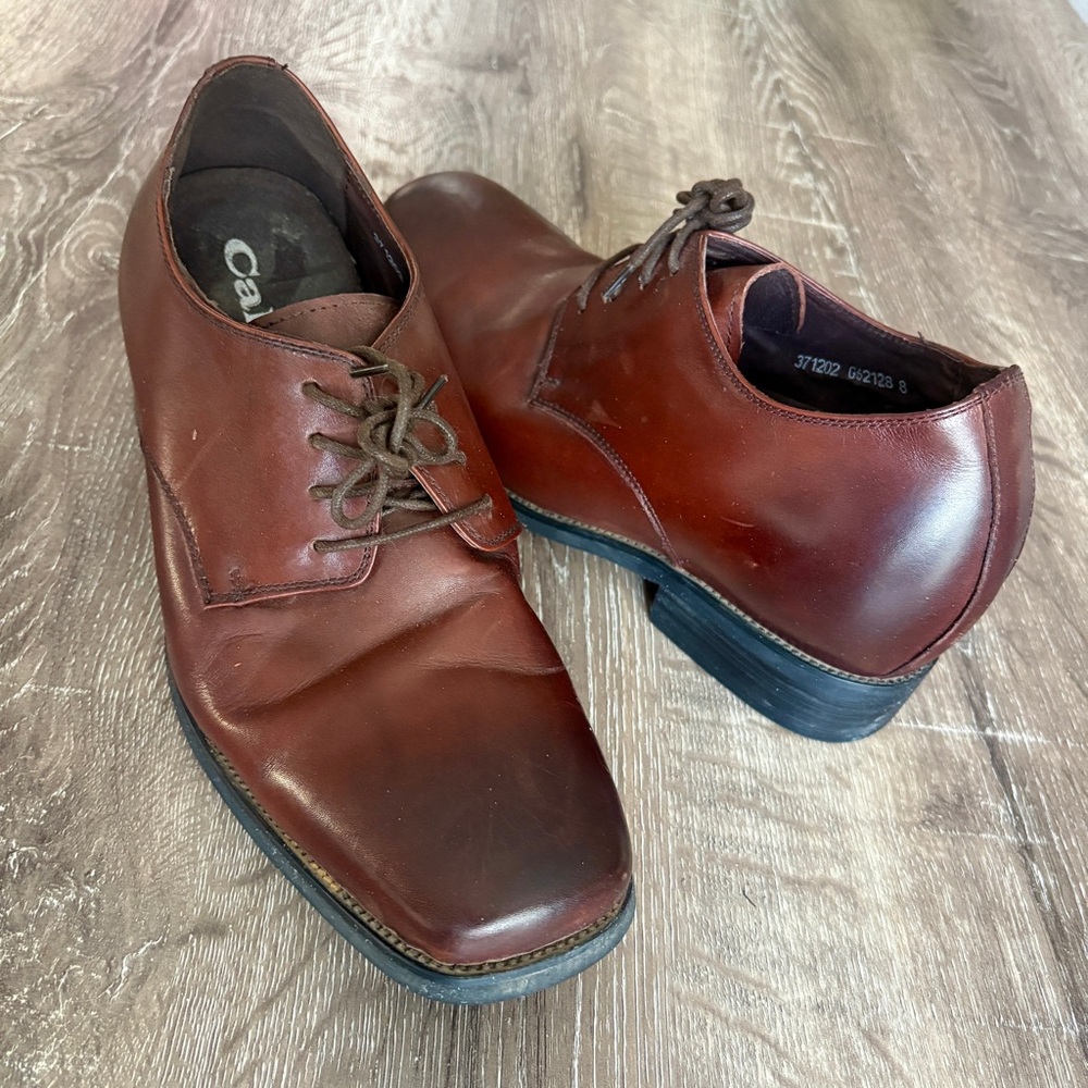 Calto Men’s Elevator Height Increasing Brown Dress Shoes